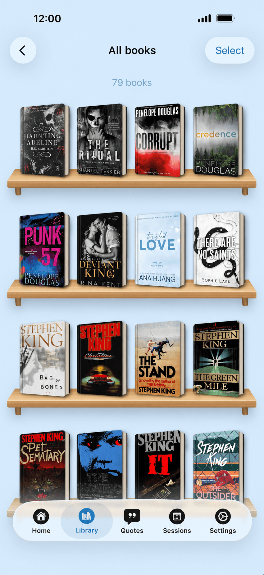 Bookleap bookshelves with book covers